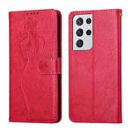 For Samsung Galaxy S21 Ultra 5G Beauty Girl Embossing Pattern Horizontal Flip Leather Case with Holder & Card Slot & Wallet & Photo Frame(Red)