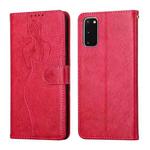 For Samsung Galaxy S20 Beauty Girl Embossing Pattern Horizontal Flip Leather Case with Holder & Card Slot & Wallet & Photo Frame(Red)