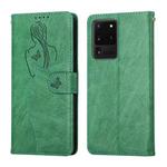 For Samsung Galaxy S20 Ultra Beauty Girl Embossing Pattern Horizontal Flip Leather Case with Holder & Card Slot & Wallet & Photo Frame(Green)