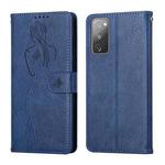 For Samsung Galaxy S20 FE Beauty Girl Embossing Pattern Horizontal Flip Leather Case with Holder & Card Slot & Wallet & Photo Frame(Blue)