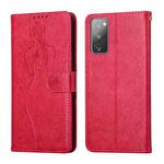For Samsung Galaxy S20 FE Beauty Girl Embossing Pattern Horizontal Flip Leather Case with Holder & Card Slot & Wallet & Photo Frame(Red)