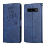 For Samsung Galaxy S10 Beauty Girl Embossing Pattern Horizontal Flip Leather Case with Holder & Card Slot & Wallet & Photo Frame(Blue)