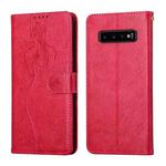 For Samsung Galaxy S10 Beauty Girl Embossing Pattern Horizontal Flip Leather Case with Holder & Card Slot & Wallet & Photo Frame(Red)