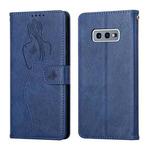 For Samsung Galaxy S10e Beauty Girl Embossing Pattern Horizontal Flip Leather Case with Holder & Card Slot & Wallet & Photo Frame(Blue)