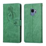 For Samsung Galaxy S9 Beauty Girl Embossing Pattern Horizontal Flip Leather Case with Holder & Card Slot & Wallet & Photo Frame(Green)