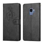 For Samsung Galaxy S9 Beauty Girl Embossing Pattern Horizontal Flip Leather Case with Holder & Card Slot & Wallet & Photo Frame(Black)