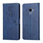For Samsung Galaxy S9 Beauty Girl Embossing Pattern Horizontal Flip Leather Case with Holder & Card Slot & Wallet & Photo Frame(Blue)