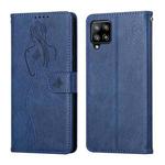 For Samsung Galaxy M32 4G Beauty Girl Embossing Pattern Horizontal Flip Leather Case with Holder & Card Slot & Wallet & Photo Frame(Blue)