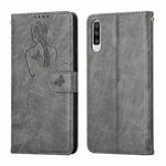 For Samsung Galaxy A70 Beauty Girl Embossing Pattern Horizontal Flip Leather Case with Holder & Card Slot & Wallet & Photo Frame(Grey)