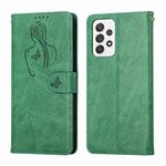 For Samsung Galaxy A52 5G / 4G Beauty Girl Embossing Pattern Horizontal Flip Leather Case with Holder & Card Slot & Wallet & Photo Frame(Green)