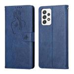 For Samsung Galaxy A52 5G / 4G Beauty Girl Embossing Pattern Horizontal Flip Leather Case with Holder & Card Slot & Wallet & Photo Frame(Blue)