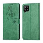 For Samsung Galaxy A42 5G Beauty Girl Embossing Pattern Horizontal Flip Leather Case with Holder & Card Slot & Wallet & Photo Frame(Green)