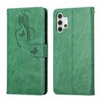 For Samsung Galaxy A32 4G Beauty Girl Embossing Pattern Horizontal Flip Leather Case with Holder & Card Slot & Wallet & Photo Frame(Green)