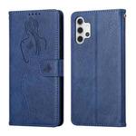 For Samsung Galaxy A32 4G Beauty Girl Embossing Pattern Horizontal Flip Leather Case with Holder & Card Slot & Wallet & Photo Frame(Blue)