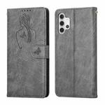 For Samsung Galaxy A32 4G Beauty Girl Embossing Pattern Horizontal Flip Leather Case with Holder & Card Slot & Wallet & Photo Frame(Grey)