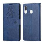 For Samsung Galaxy A20 / A30 Beauty Girl Embossing Pattern Horizontal Flip Leather Case with Holder & Card Slot & Wallet & Photo Frame(Blue)
