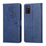 For Samsung Galaxy A02s EU Version Beauty Girl Embossing Pattern Horizontal Flip Leather Case with Holder & Card Slot & Wallet & Photo Frame(Blue)