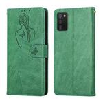 For Samsung Galaxy A02s US Version Beauty Girl Embossing Pattern Horizontal Flip Leather Case with Holder & Card Slot & Wallet & Photo Frame(Green)