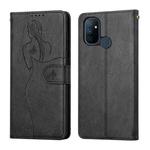 For OnePlus Nord 100 5G Beauty Girl Embossing Pattern Horizontal Flip Leather Case with Holder & Card Slot & Wallet & Photo Frame(Black)