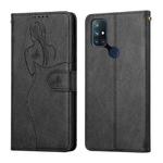 For OnePlus Nord 10 5G Beauty Girl Embossing Pattern Horizontal Flip Leather Case with Holder & Card Slot & Wallet & Photo Frame(Black)