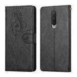For OnePlus 8 Beauty Girl Embossing Pattern Horizontal Flip Leather Case with Holder & Card Slot & Wallet & Photo Frame(Black)
