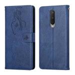 For OnePlus 8 Beauty Girl Embossing Pattern Horizontal Flip Leather Case with Holder & Card Slot & Wallet & Photo Frame(Blue)