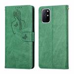 For OnePlus 8T Beauty Girl Embossing Pattern Horizontal Flip Leather Case with Holder & Card Slot & Wallet & Photo Frame(Green)