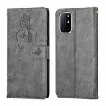 For OnePlus 8T Beauty Girl Embossing Pattern Horizontal Flip Leather Case with Holder & Card Slot & Wallet & Photo Frame(Grey)