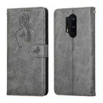For OnePlus 8 Pro Beauty Girl Embossing Pattern Horizontal Flip Leather Case with Holder & Card Slot & Wallet & Photo Frame(Grey)