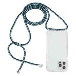 For iPhone 13 Pro Max Transparent Acrylic Airbag Shockproof Phone Protective Case with Lanyard (Green White Blue)