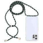 For iPhone 13 Pro Max Transparent Acrylic Airbag Shockproof Phone Protective Case with Lanyard (Green Beige Black)