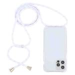 For iPhone 13 Pro Max Transparent Acrylic Airbag Shockproof Phone Protective Case with Lanyard (White Gold)