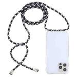 For iPhone 13 Pro Max Transparent Acrylic Airbag Shockproof Phone Protective Case with Lanyard (Black White Grey)