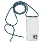 For iPhone 13 Pro Transparent Acrylic Airbag Shockproof Phone Protective Case with Lanyard (Green White Blue)