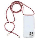 For iPhone 13 Transparent Acrylic Airbag Shockproof Phone Protective Case with Lanyard(Red Apricot Grey Rough Grain)