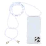 For iPhone 13 Transparent Acrylic Airbag Shockproof Phone Protective Case with Lanyard(White Gold)
