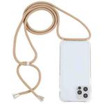 For iPhone 13 Transparent Acrylic Airbag Shockproof Phone Protective Case with Lanyard(Camel)