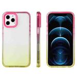 For iPhone 12 / 12 Pro Candy Gradient Flat Surface TPU + PC Shockproof Case(Yellow Rose Red)