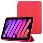 For iPad mini 6 3-fold Horizontal Flip Smart Leather Tablet Case with Sleep / Wake-up Function & Holder(Red)