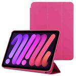For iPad mini 6 3-fold Horizontal Flip Smart Leather Tablet Case with Sleep / Wake-up Function & Holder(Rose Red)