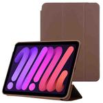 For iPad mini 6 3-fold Horizontal Flip Smart Leather Tablet Case with Sleep / Wake-up Function & Holder(Brown)