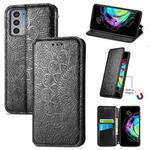 For Motorola Edge 20 Blooming Mandala Embossed Pattern Magnetic Horizontal Flip Leather Case with Holder & Card Slots & Wallet(Black)