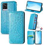 For vivo S7 Blooming Mandala Embossed Pattern Magnetic Horizontal Flip Leather Case with Holder & Card Slots & Wallet(Blue)