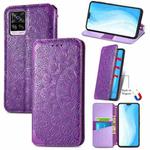 For vivo S7 Blooming Mandala Embossed Pattern Magnetic Horizontal Flip Leather Case with Holder & Card Slots & Wallet(Purple)