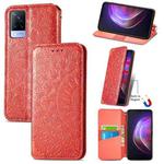 For vivo V21 Blooming Mandala Embossed Pattern Magnetic Horizontal Flip Leather Case with Holder & Card Slots & Wallet(Orange)