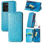 For ZTE nubia Z30 Pro Blooming Mandala Embossed Pattern Magnetic Horizontal Flip Leather Case with Holder & Card Slots & Wallet(Blue)