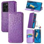 For ZTE nubia Z30 Pro Blooming Mandala Embossed Pattern Magnetic Horizontal Flip Leather Case with Holder & Card Slots & Wallet(Purple)