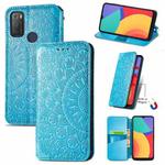 For Alcatel 1S (2021) Blooming Mandala Embossed Pattern Magnetic Horizontal Flip Leather Case with Holder & Card Slots & Wallet(Blue)