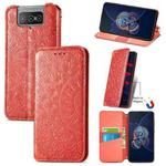 For Asus Zenfone 8 Flip Blooming Mandala Embossed Pattern Magnetic Horizontal Flip Leather Case with Holder & Card Slots & Wallet(Orange)