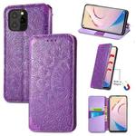 For Oukitel C21 Pro Blooming Mandala Embossed Pattern Magnetic Horizontal Flip Leather Case with Holder & Card Slots & Wallet(Purple)
